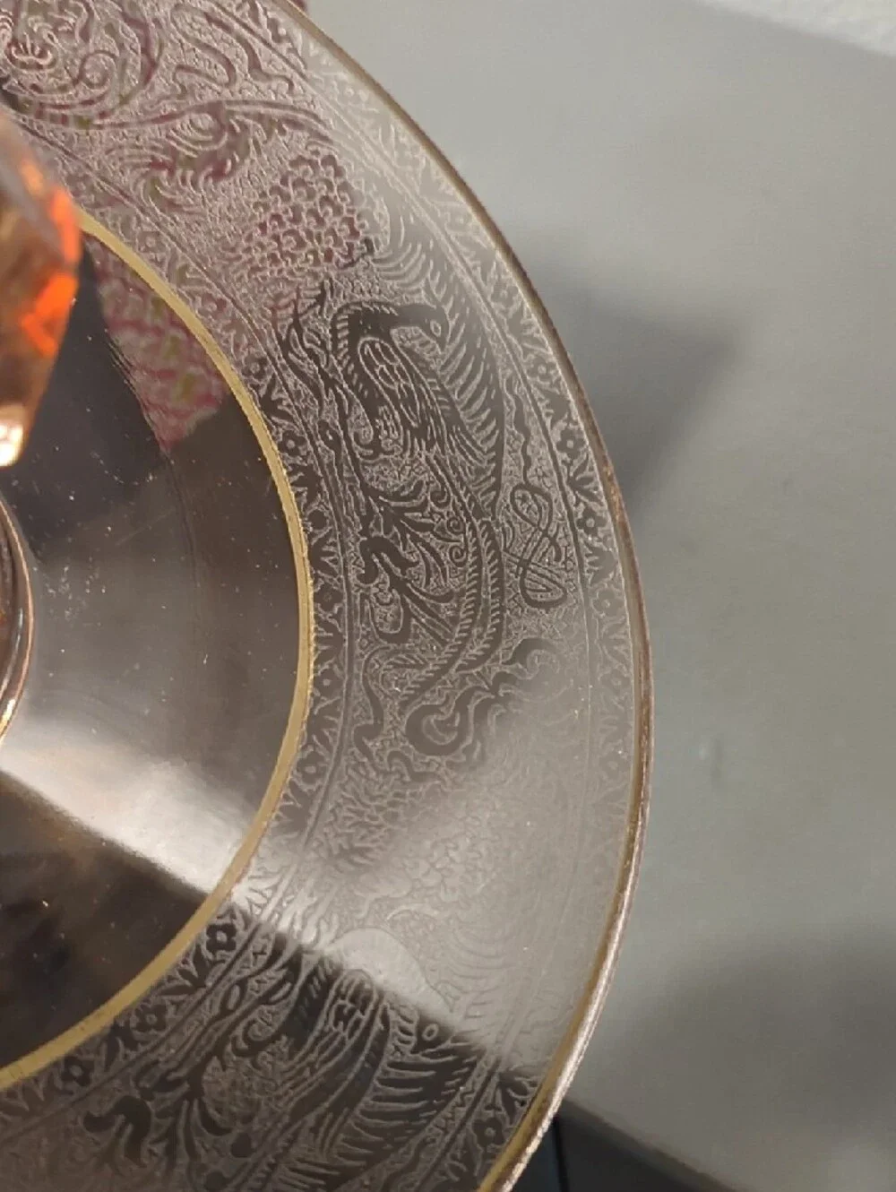 Vintage Pink Glass Handle Serving Tray